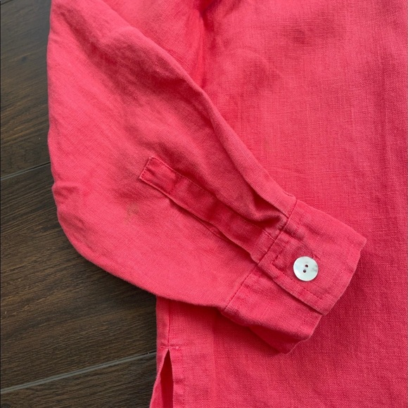 Chico’s pink 100% linen button down shirt - Picture 4 of 5